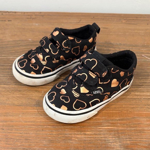 Vans Other - Vans Black and Gold Hearts Toddler Girl Sneakers